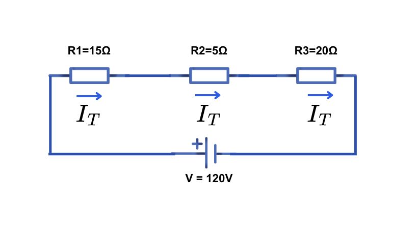 current flow in series circuit